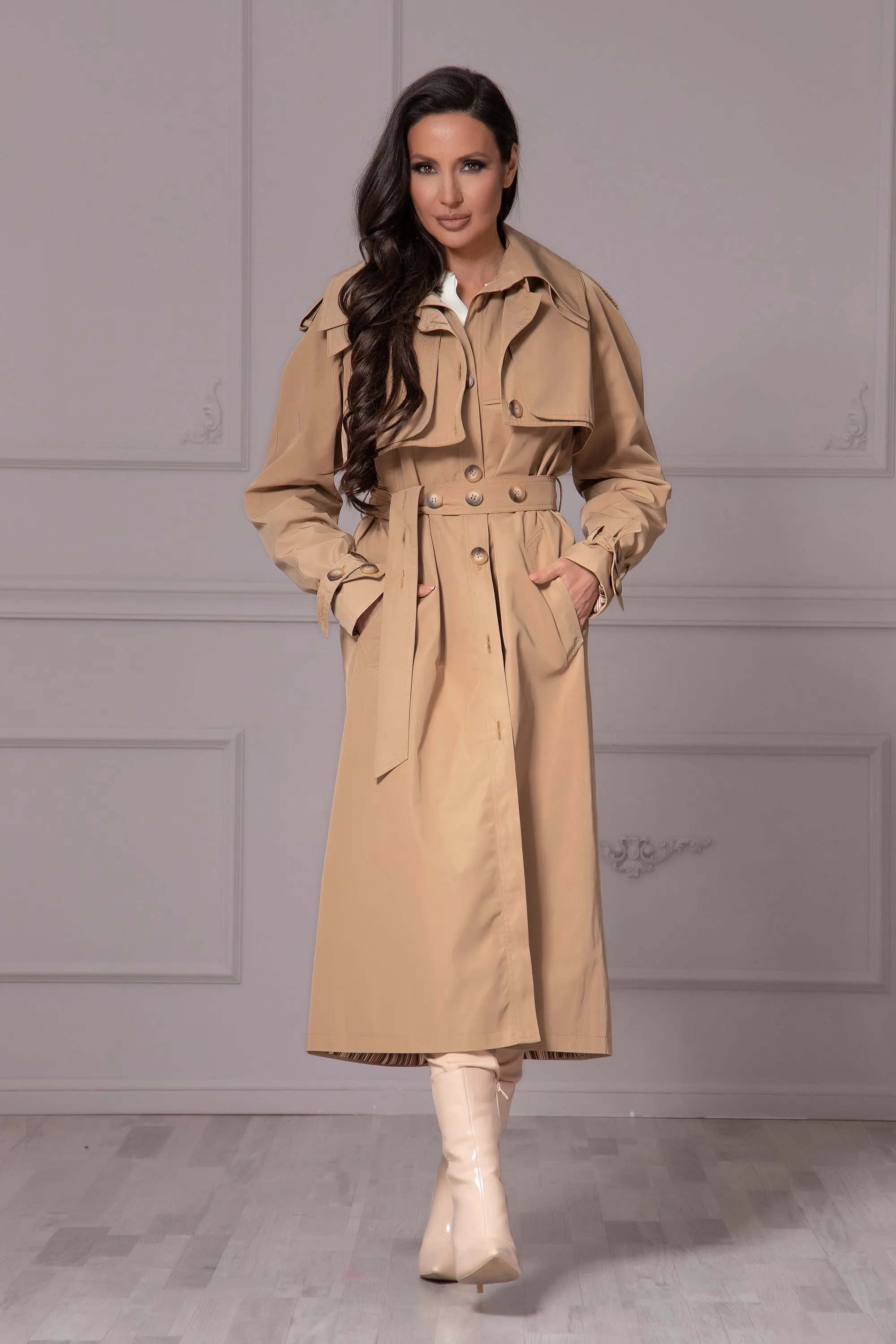 2-PIECE BLACK TRENCH COAT