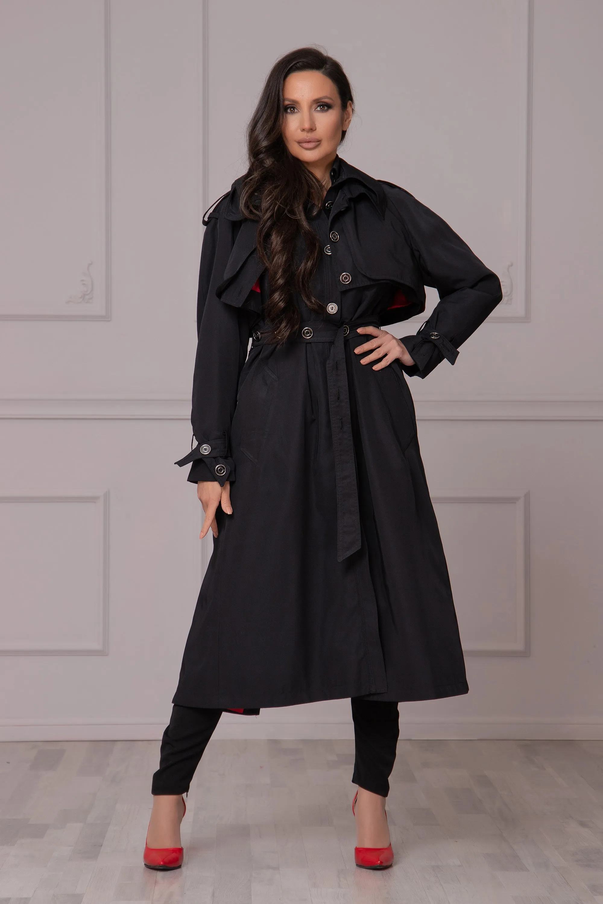 2-PIECE BLACK TRENCH COAT