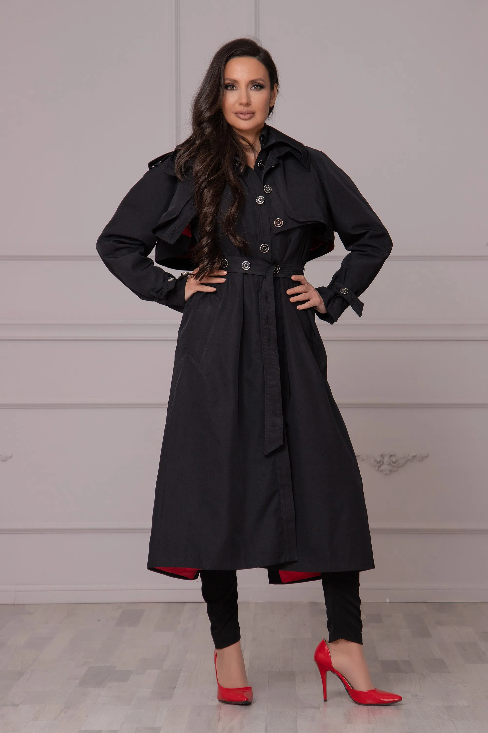 2-PIECE BLACK TRENCH COAT