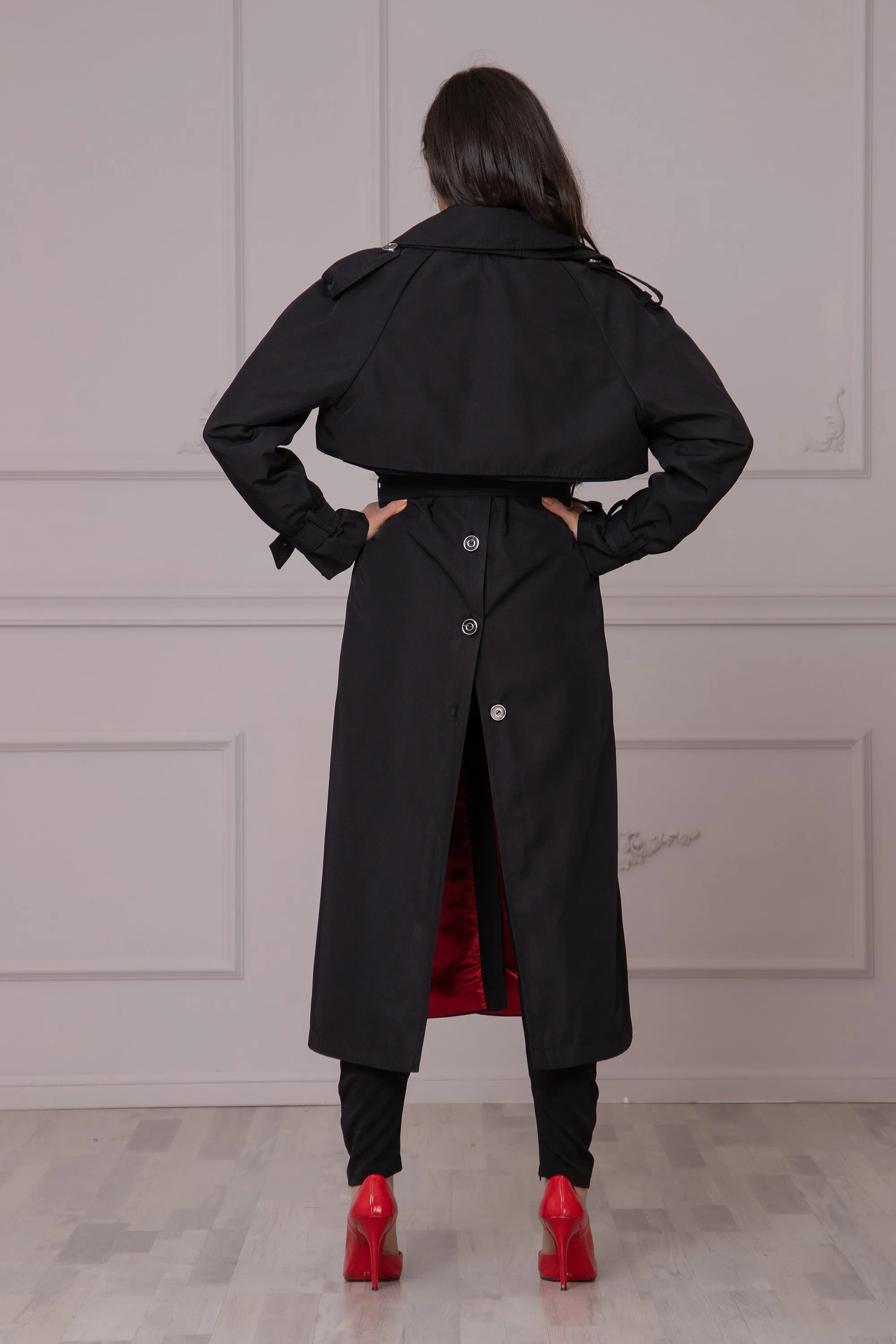 2-PIECE BLACK TRENCH COAT