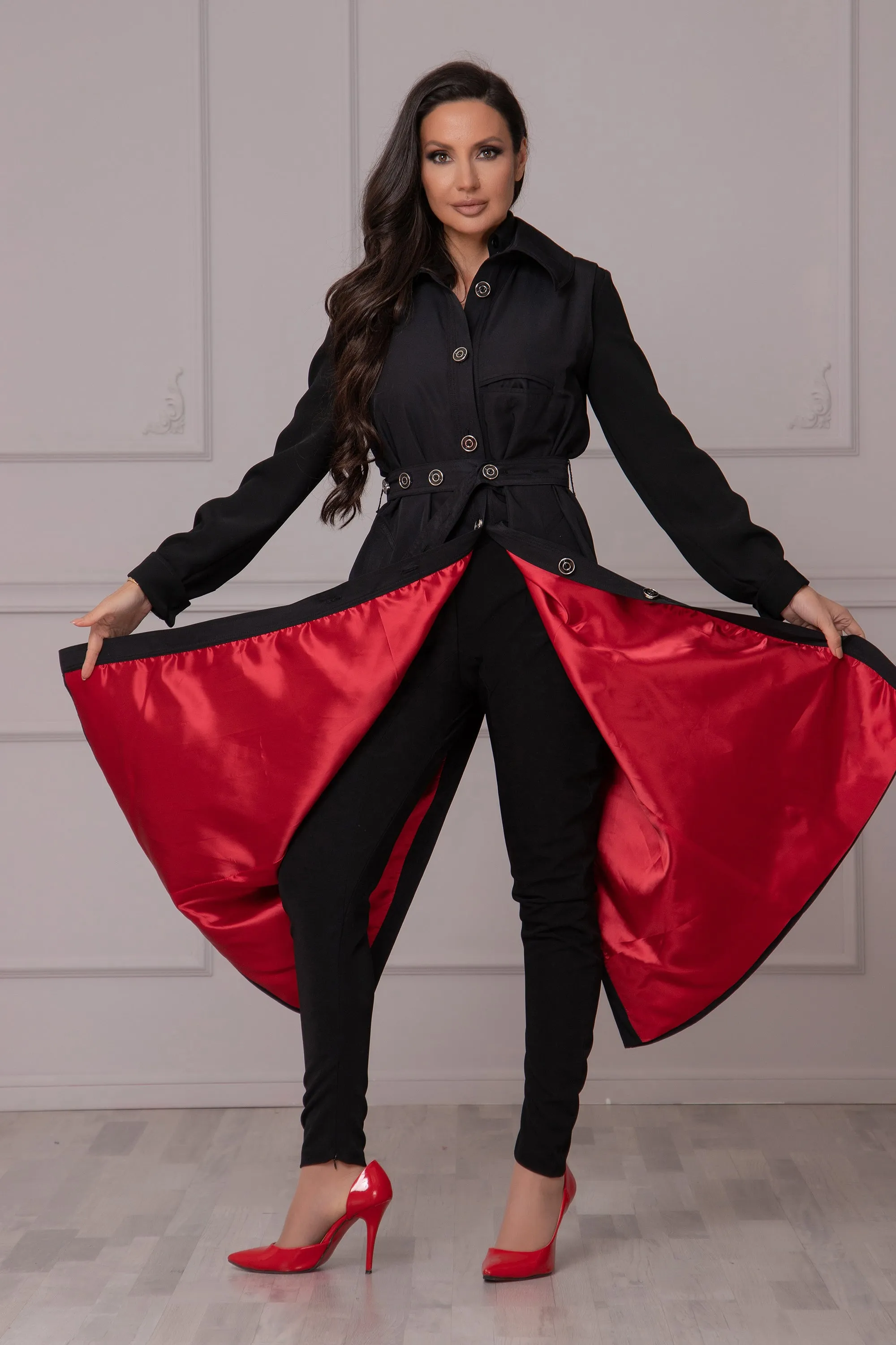 2-PIECE BLACK TRENCH COAT