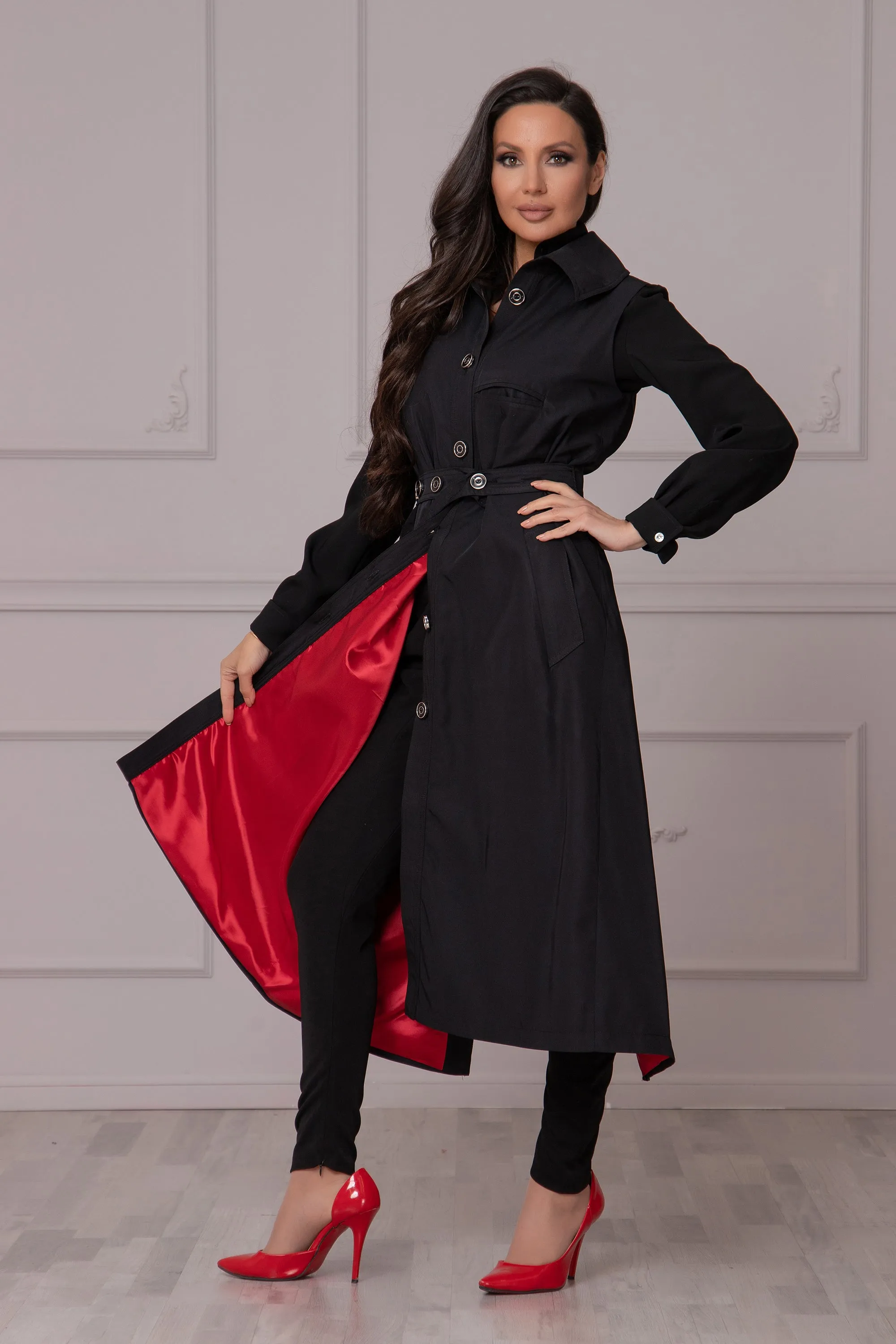 2-PIECE BLACK TRENCH COAT