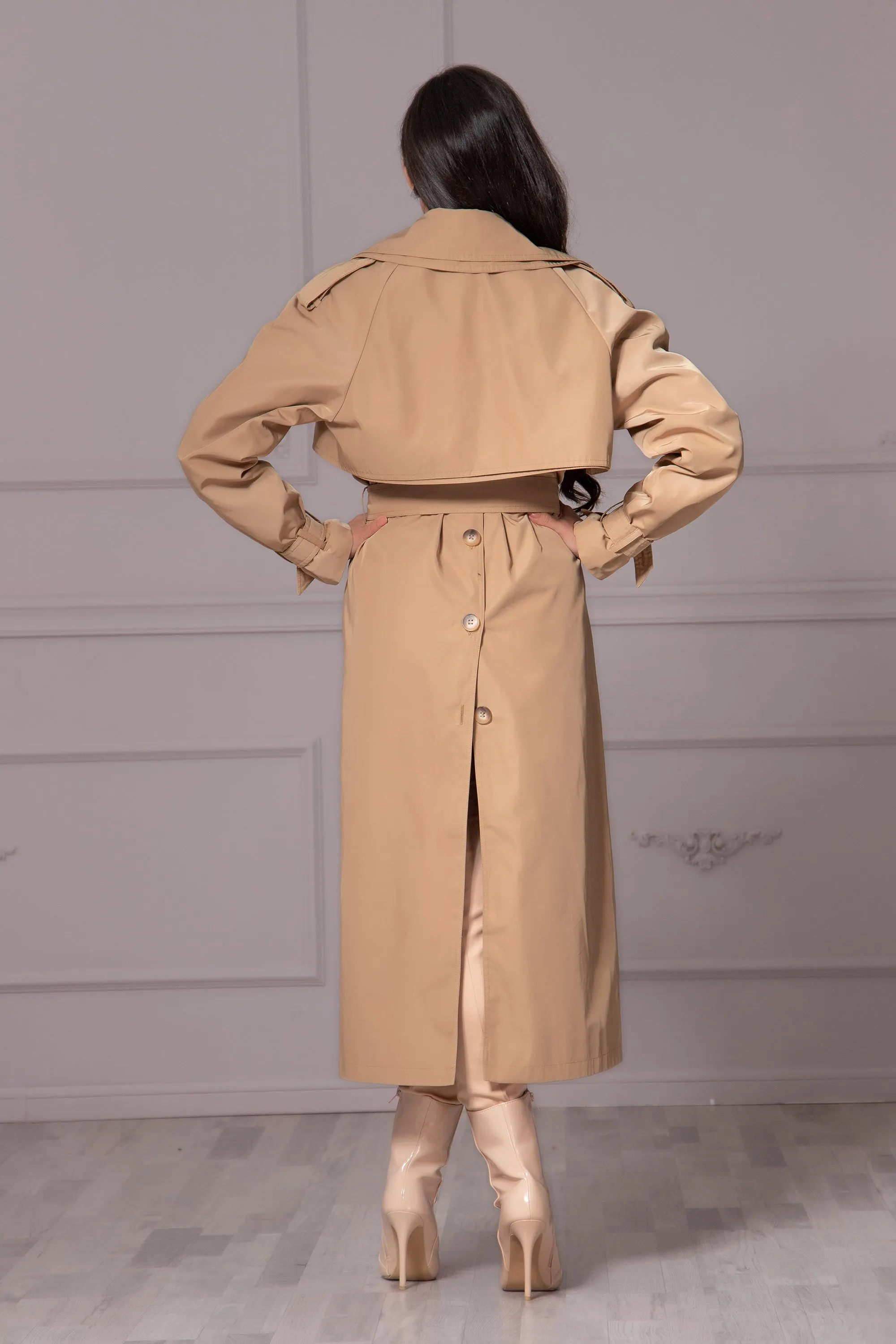 2-PIECE BLACK TRENCH COAT