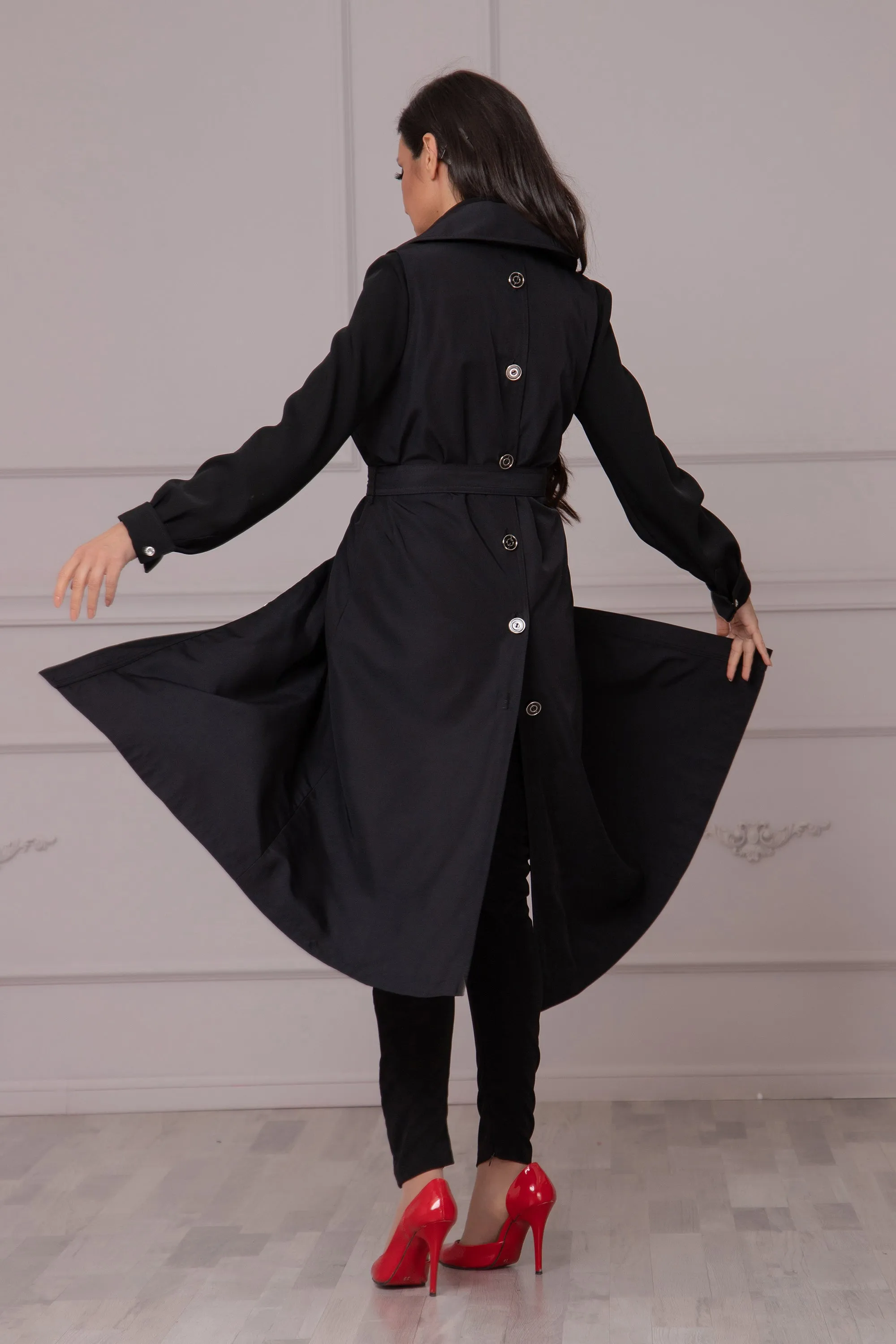 2-PIECE BLACK TRENCH COAT