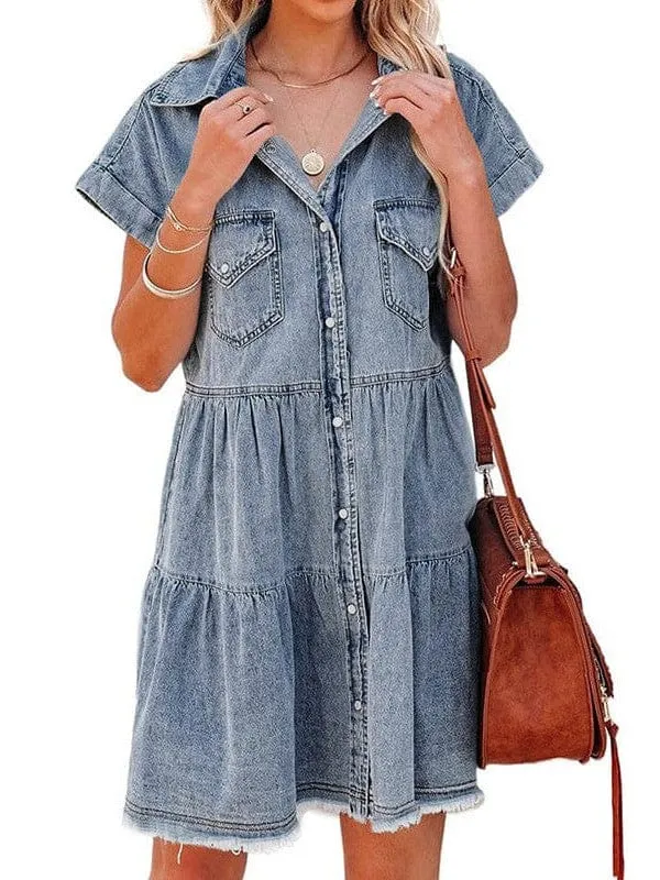 Button Front Denim Dress