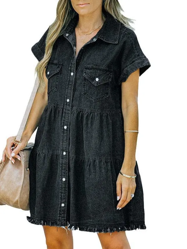 Button Front Denim Dress
