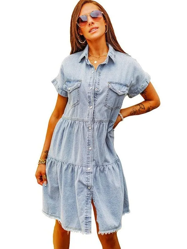 Button Front Denim Dress