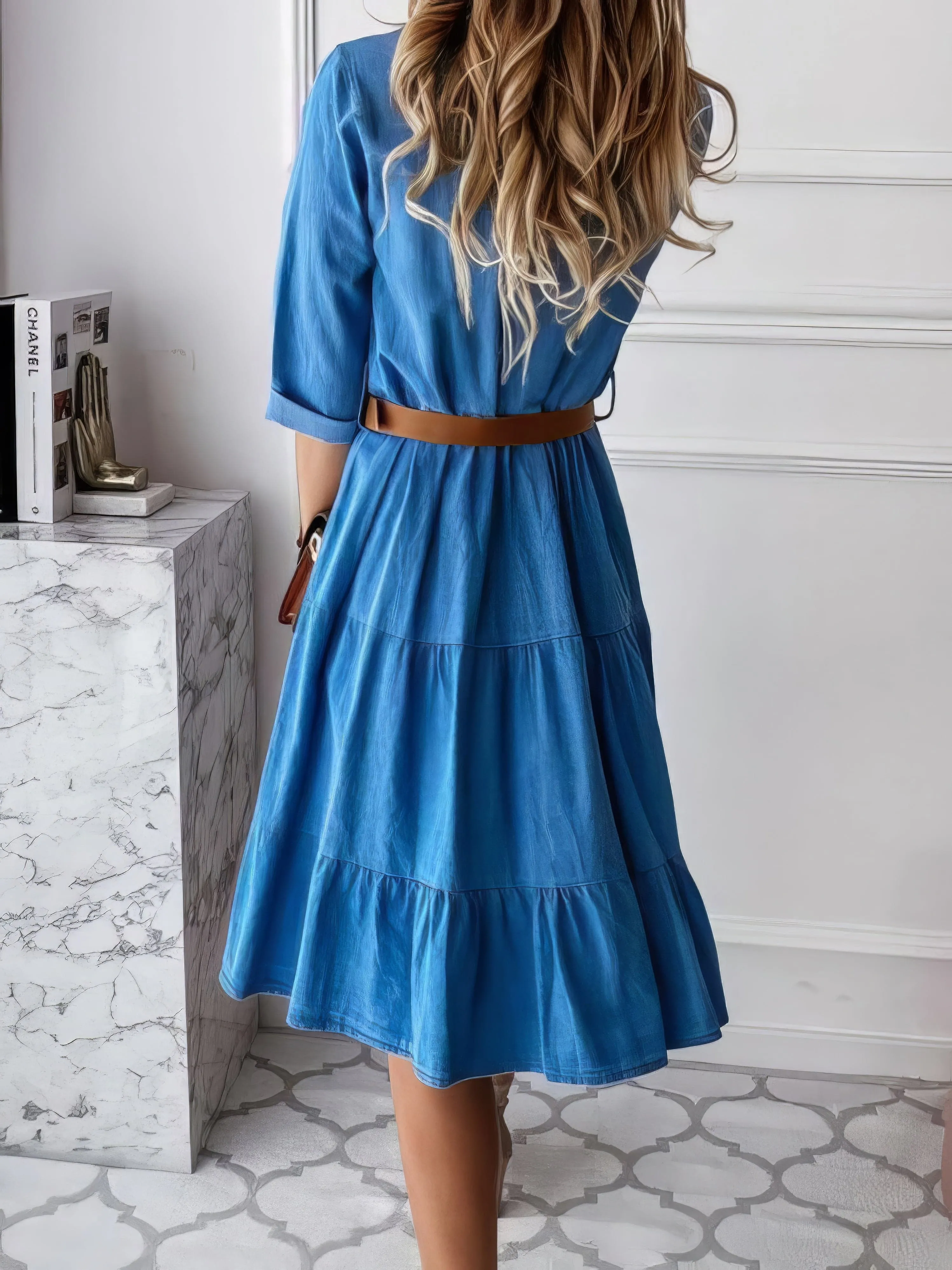 Button Front Denim Dress