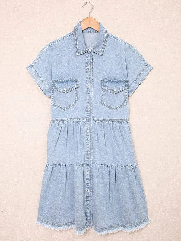 Button Front Denim Dress