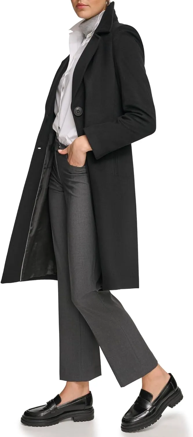 Calvin Klein Women's Full-Length Buttoned Wool Coat (Petite, Standard, Plus)