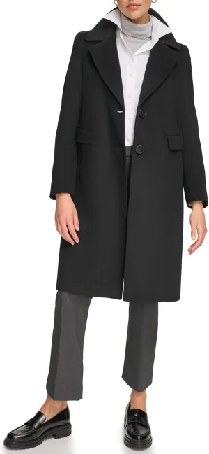 Calvin Klein Women's Full-Length Buttoned Wool Coat (Petite, Standard, Plus)