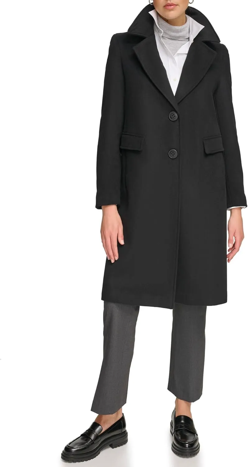 Calvin Klein Women's Full-Length Buttoned Wool Coat (Petite, Standard, Plus)