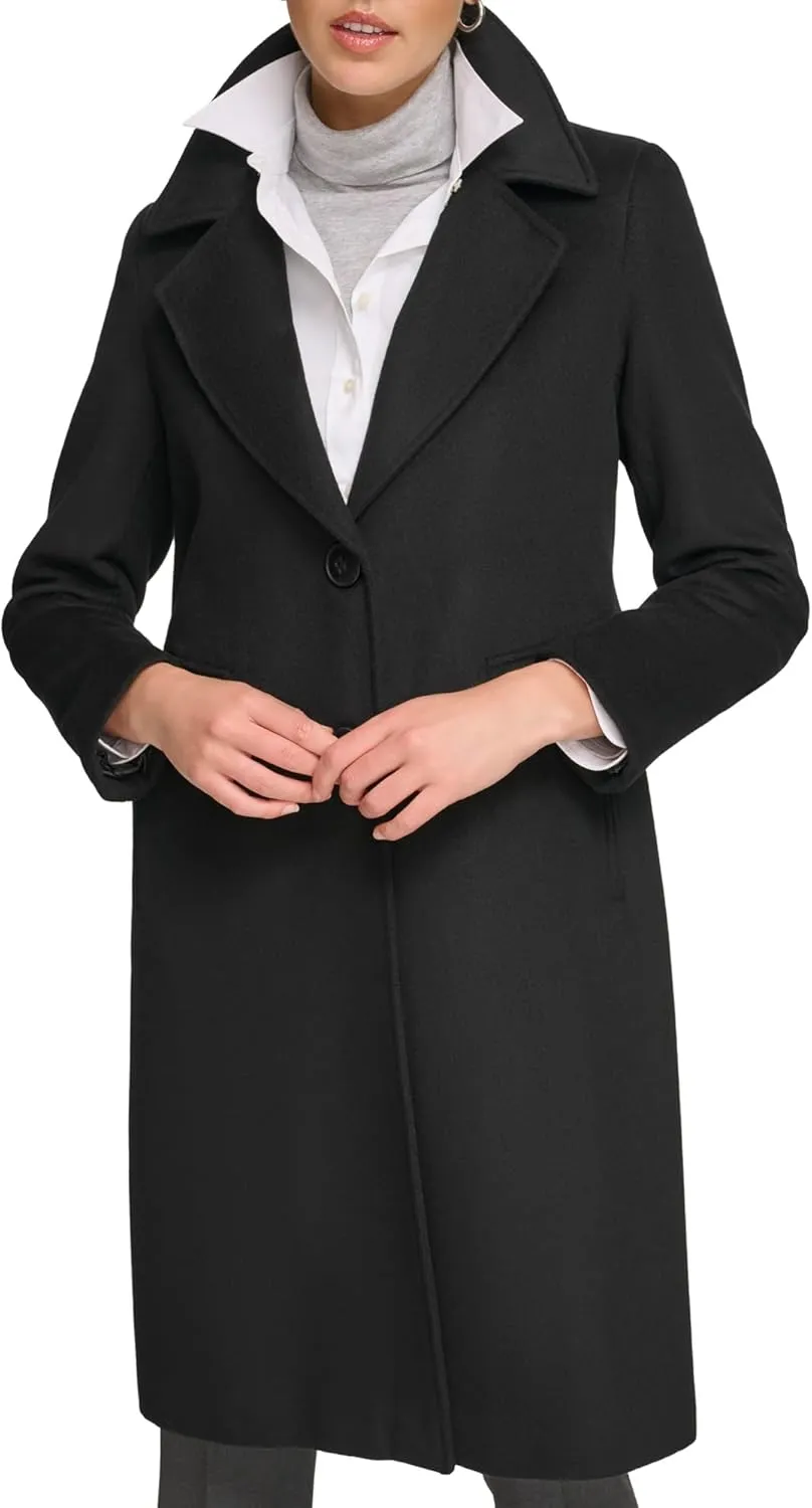 Calvin Klein Women's Full-Length Buttoned Wool Coat (Petite, Standard, Plus)