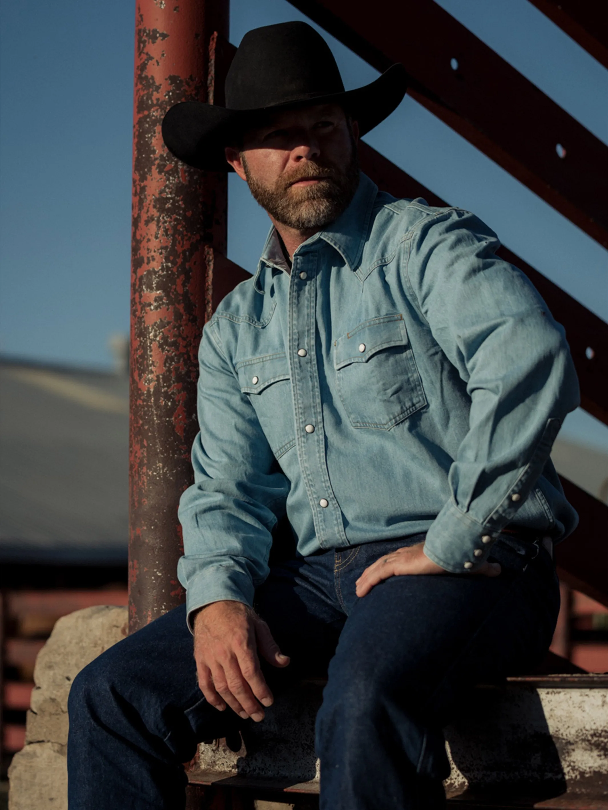 Classic Western Denim Snap Shirt