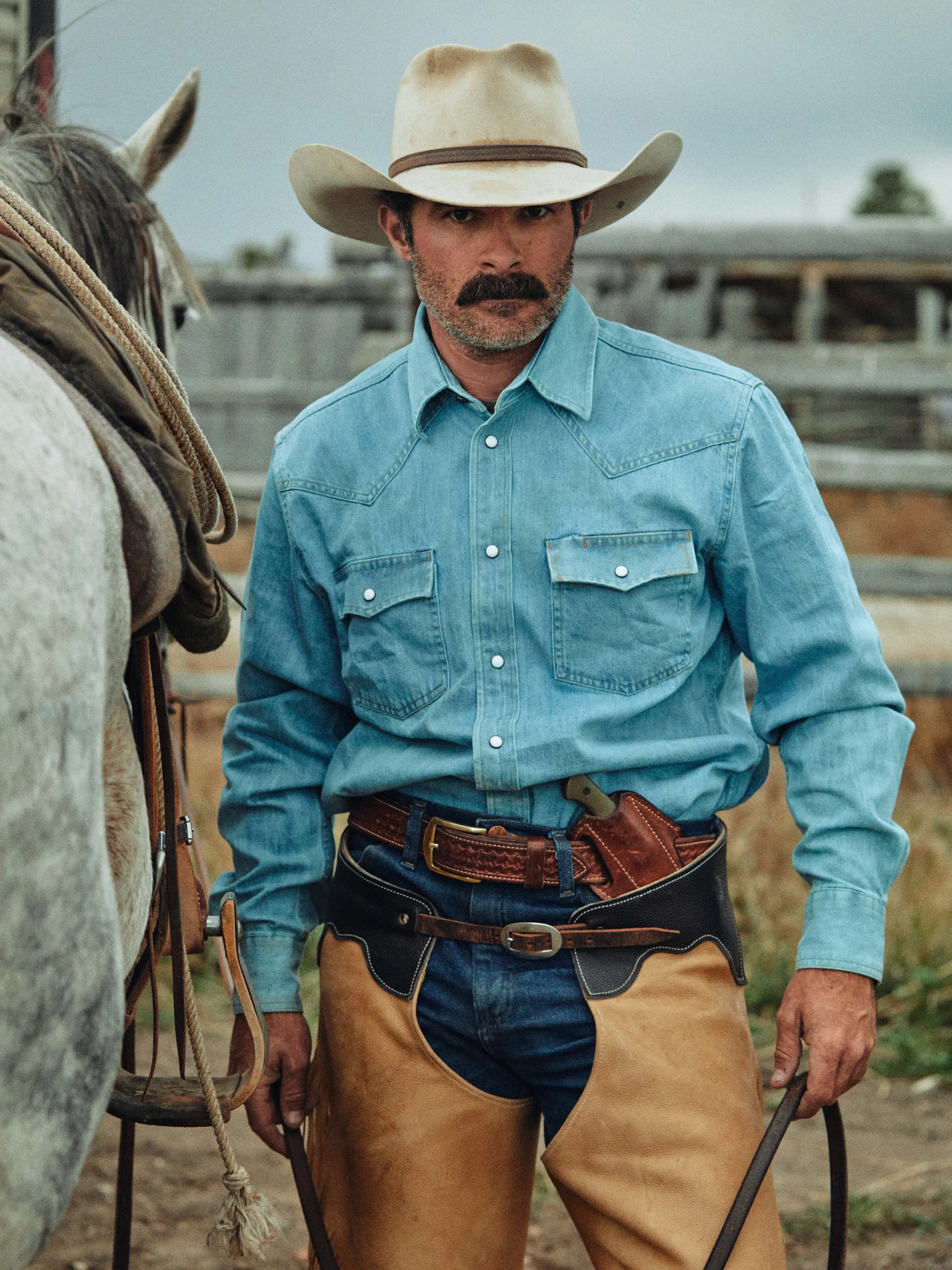 Classic Western Denim Snap Shirt