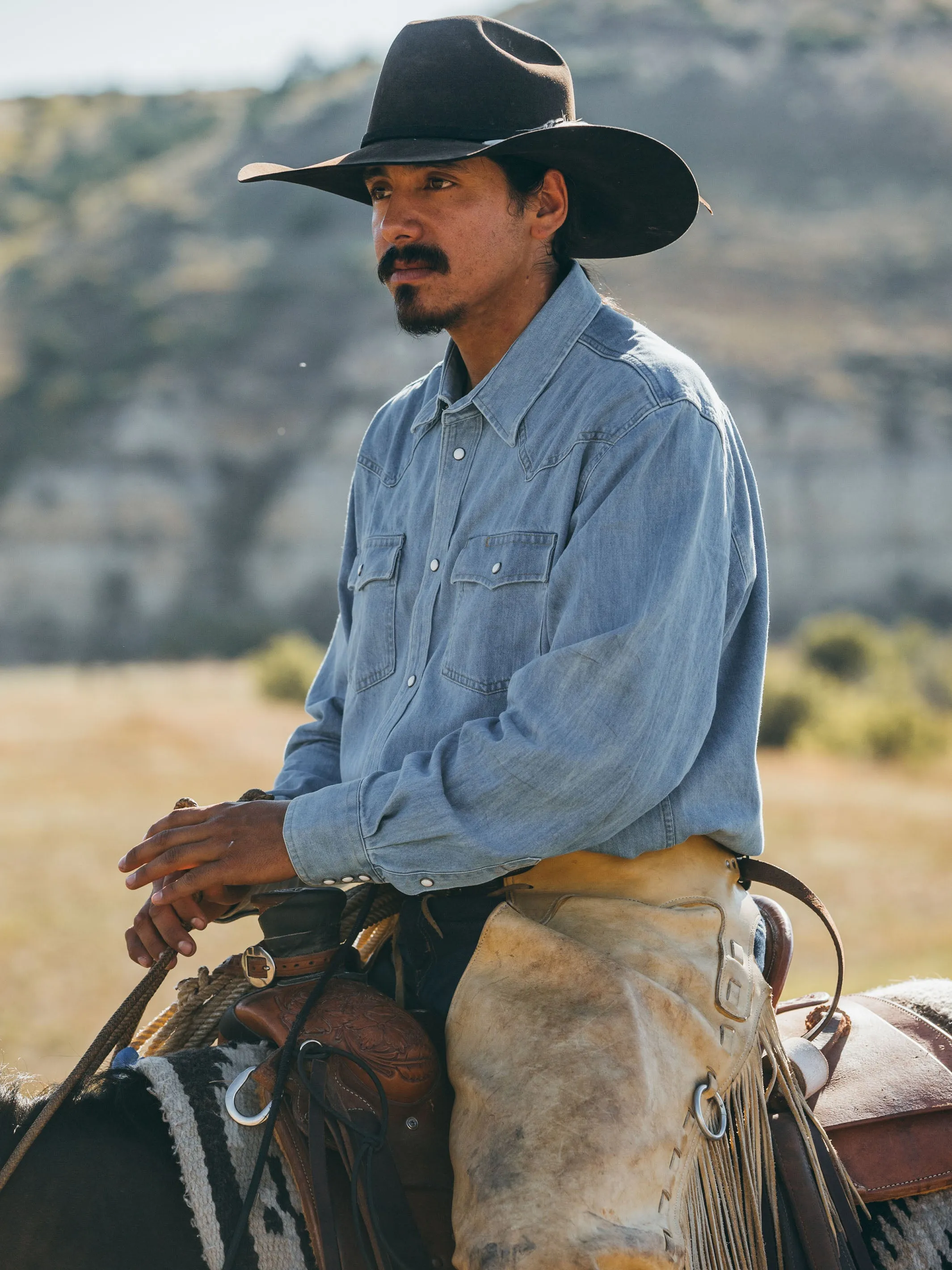 Classic Western Denim Snap Shirt