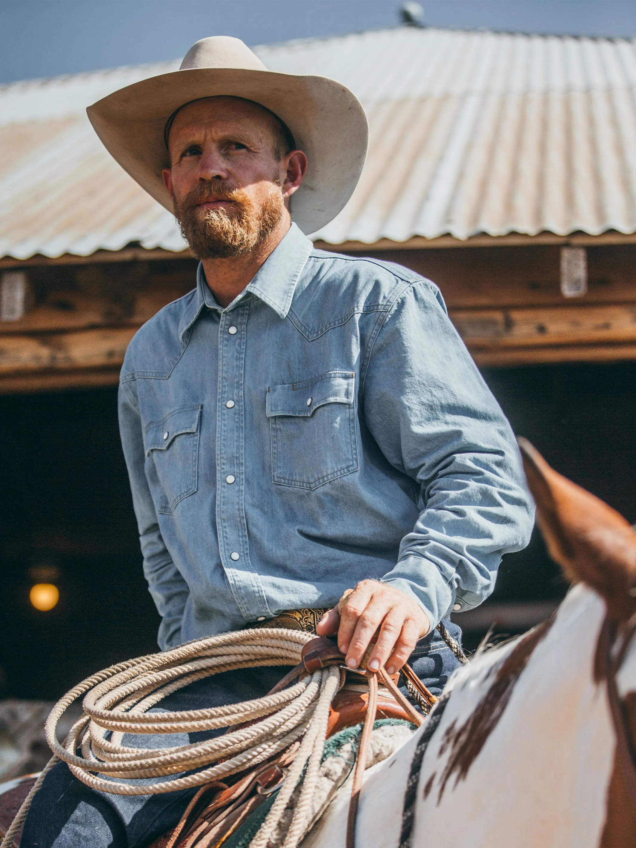 Classic Western Denim Snap Shirt
