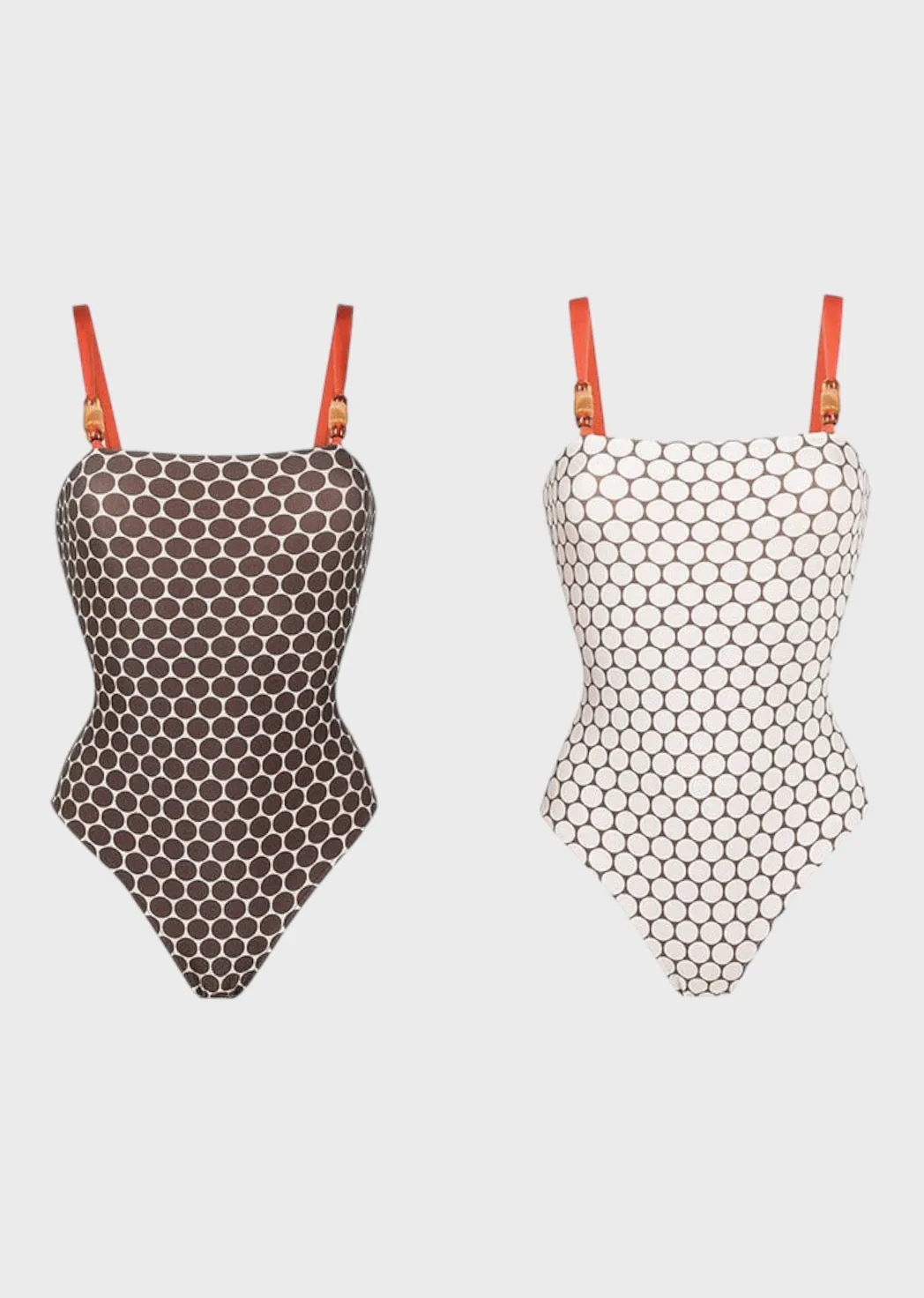 Dot Printed Two-Sided Swimsuit & Wrap Skirt