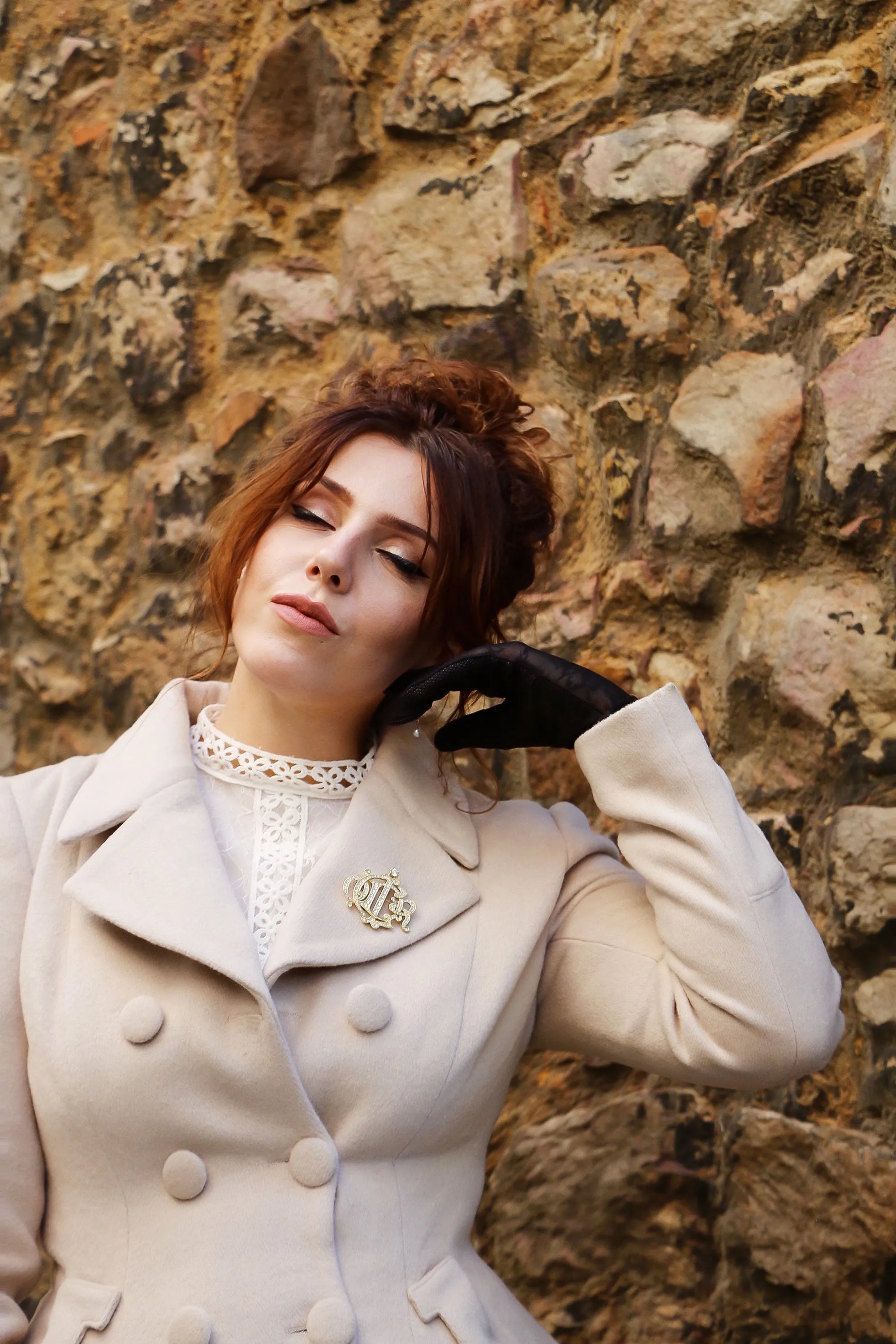 Double breasted Beige wool coat 3158