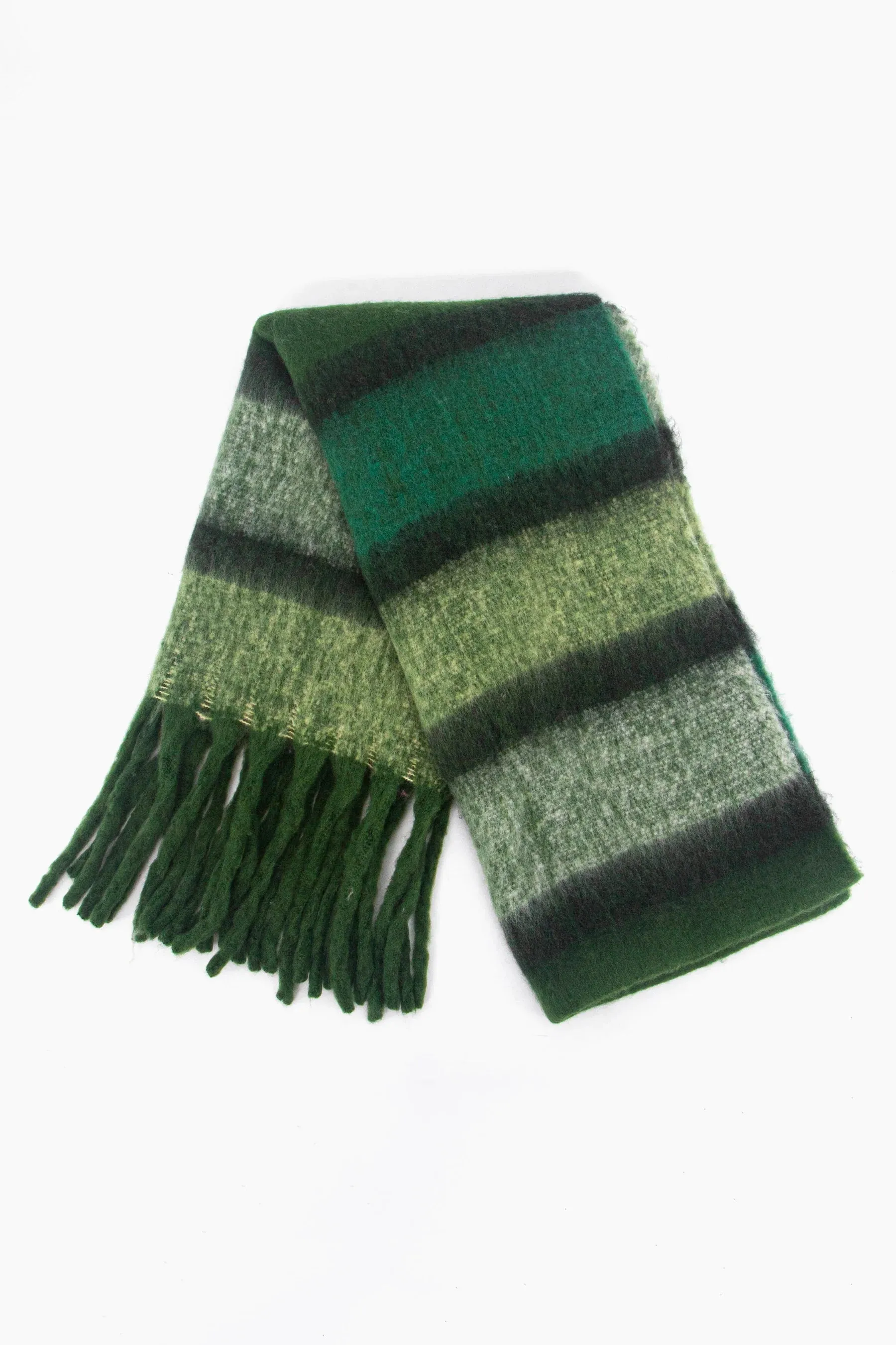 Green Striped Colourblock Heavyweight Scarf (Copy)