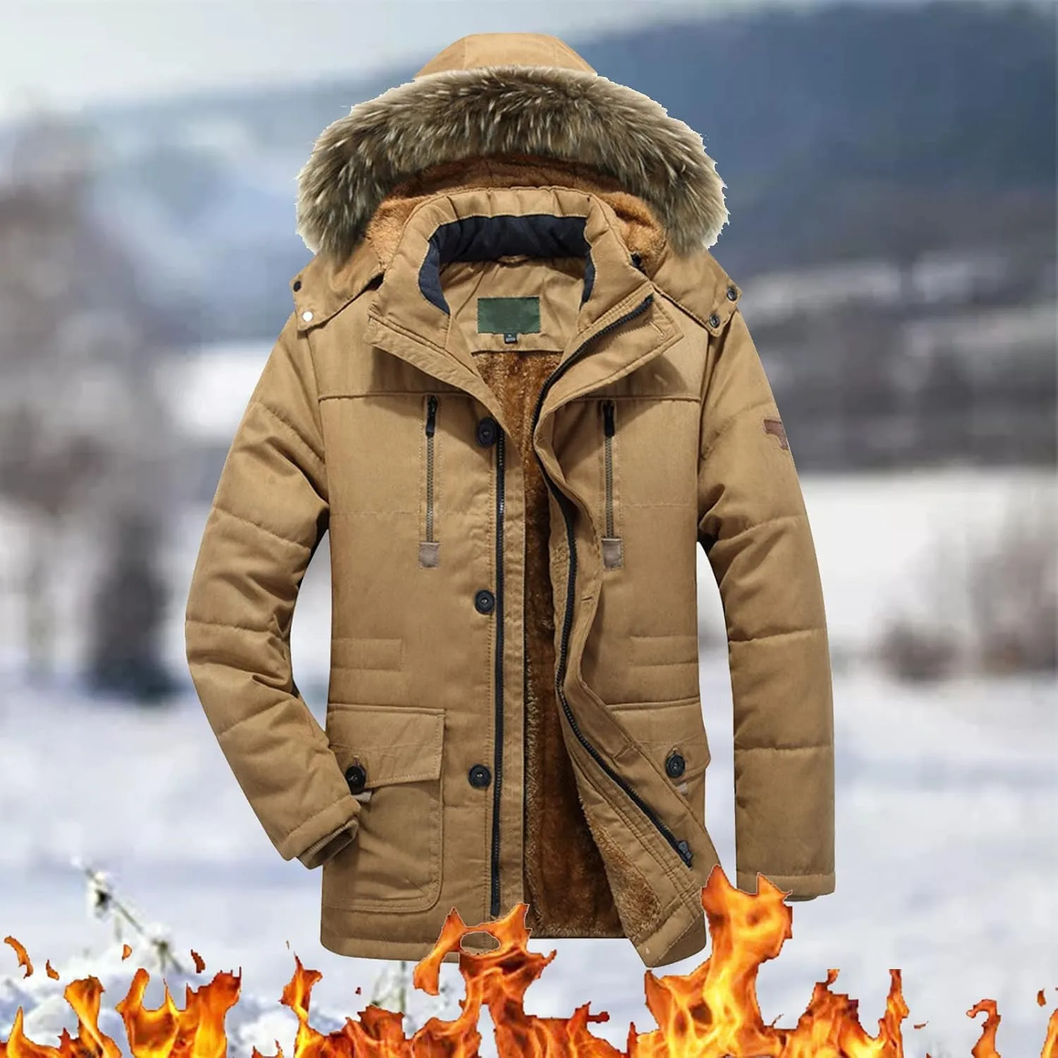 LCMTWX Men's Thick Thermal Winter Jacket Stand Collar Knitted Splice Sweater Coat Casual Cardigan Stylish Mens Puffer