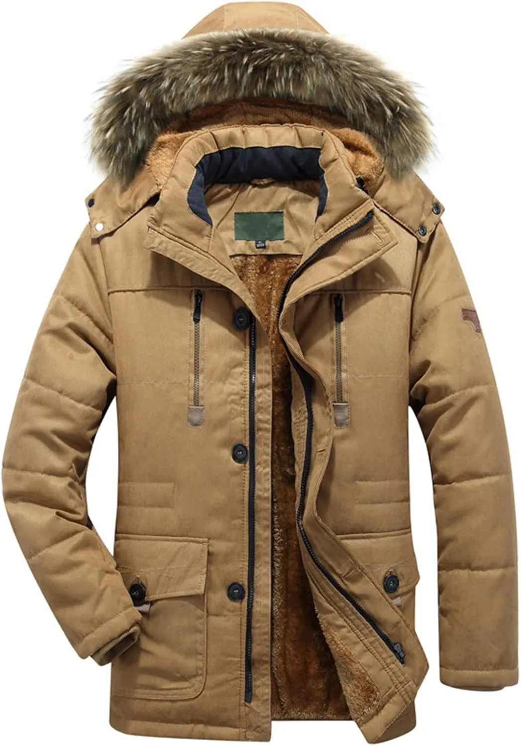 LCMTWX Men's Thick Thermal Winter Jacket Stand Collar Knitted Splice Sweater Coat Casual Cardigan Stylish Mens Puffer