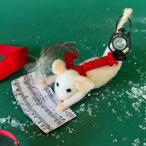 Mouse Writing A Carol Felt Christmas Ornament