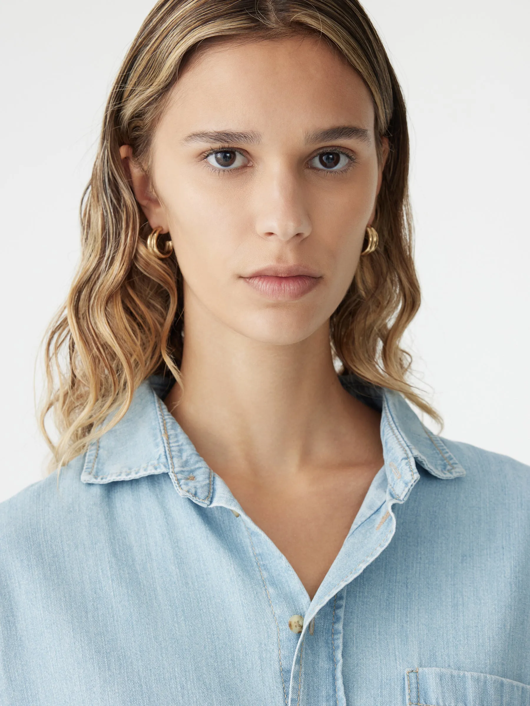 Organic Denim Cropped Shirt