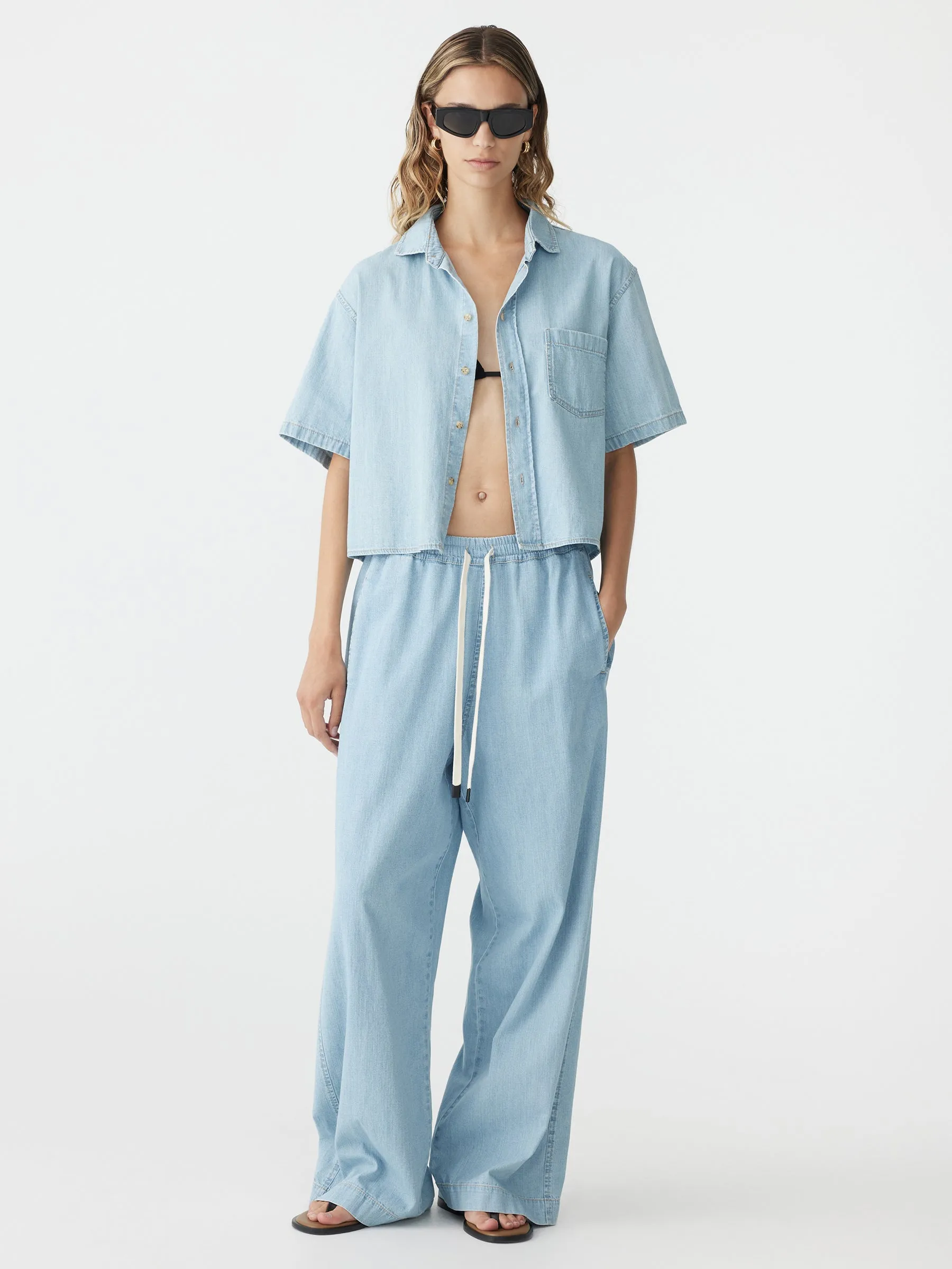 Organic Denim Cropped Shirt