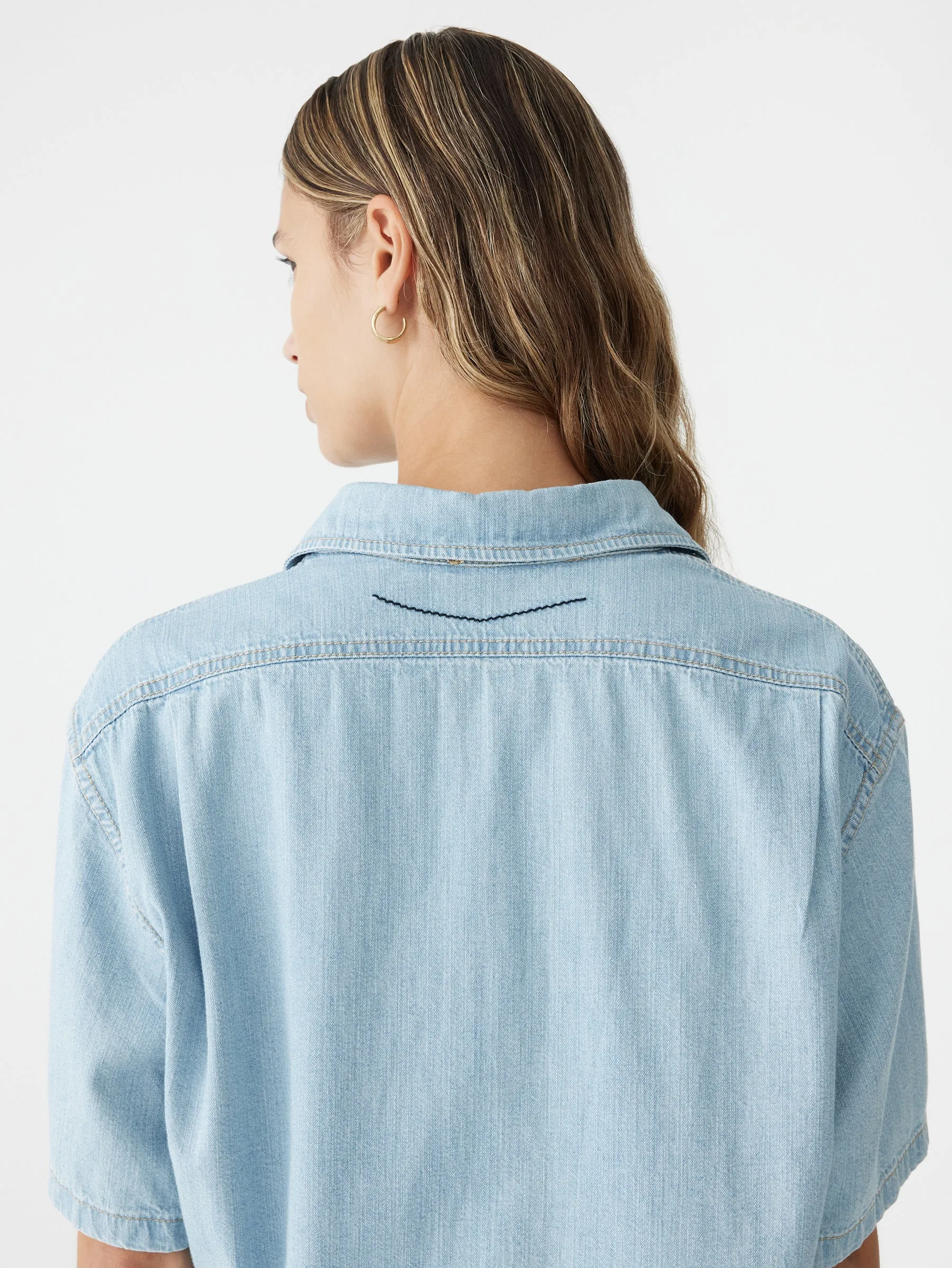 Organic Denim Cropped Shirt