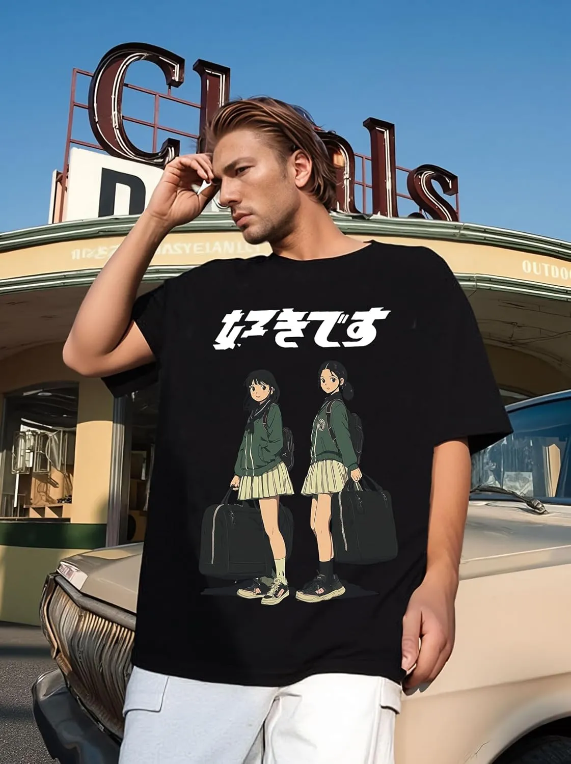 Oversized Graphic Tees Men Vintage Y2K Print Shirts Streetwear Unisex Harajuku T-Shirts
