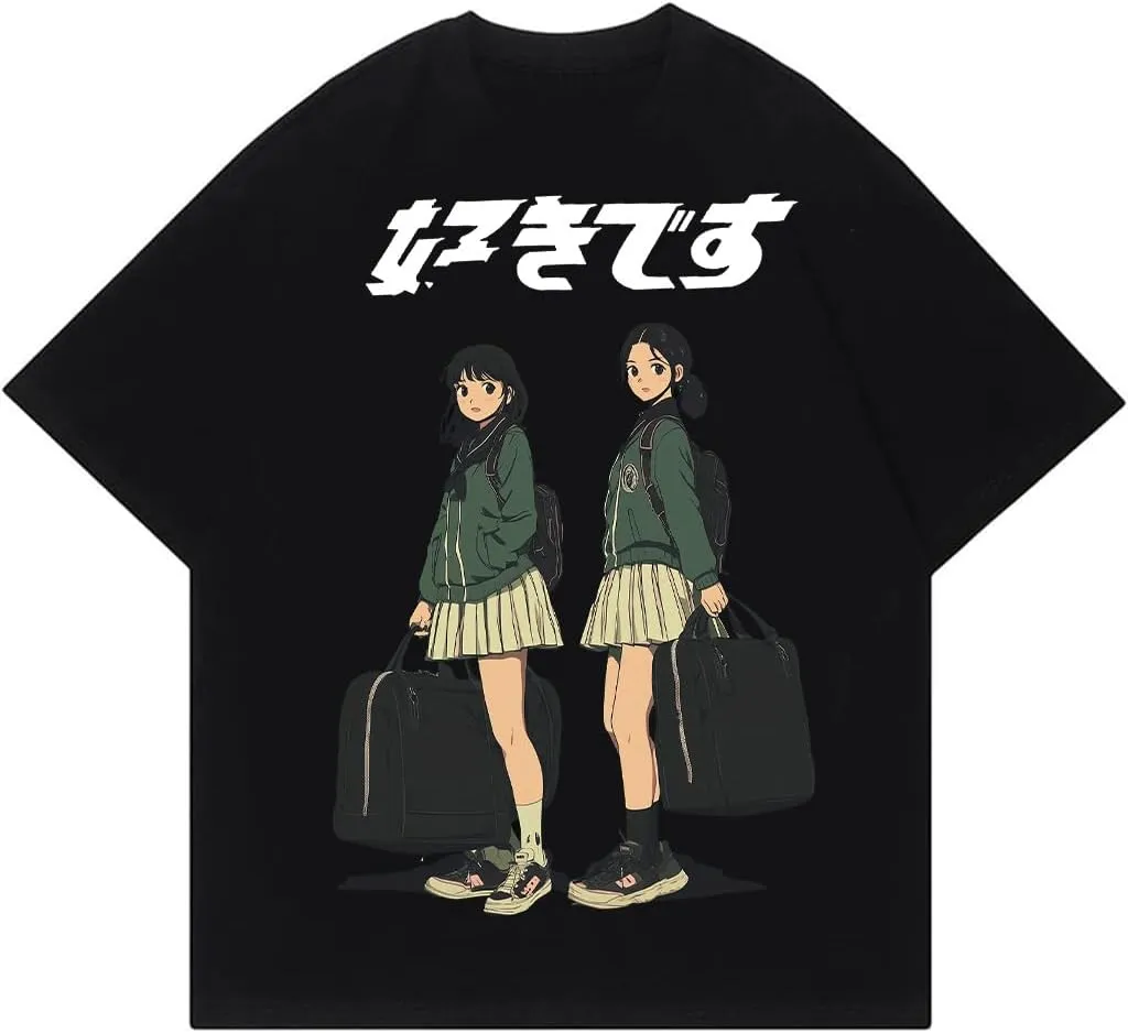 Oversized Graphic Tees Men Vintage Y2K Print Shirts Streetwear Unisex Harajuku T-Shirts