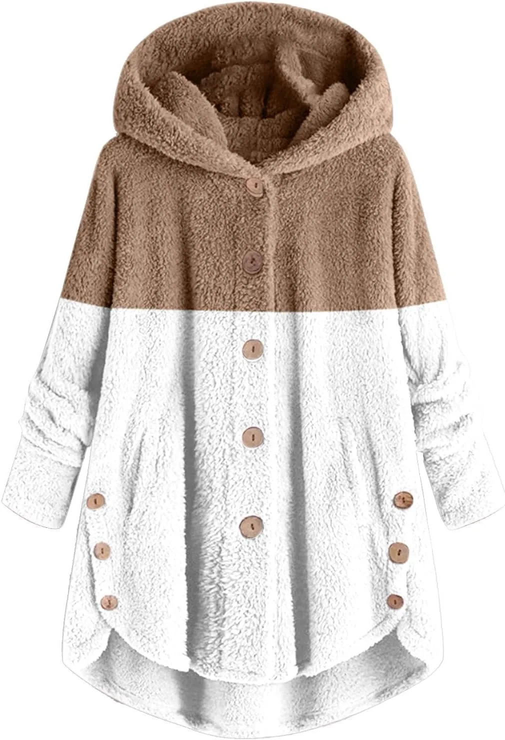 QWENTMTNTY Plus Size Winter Jackets for Women 2023 Office Work Outerwear with Pocket Comfy Plush Winter Sherpa Lined Jacket