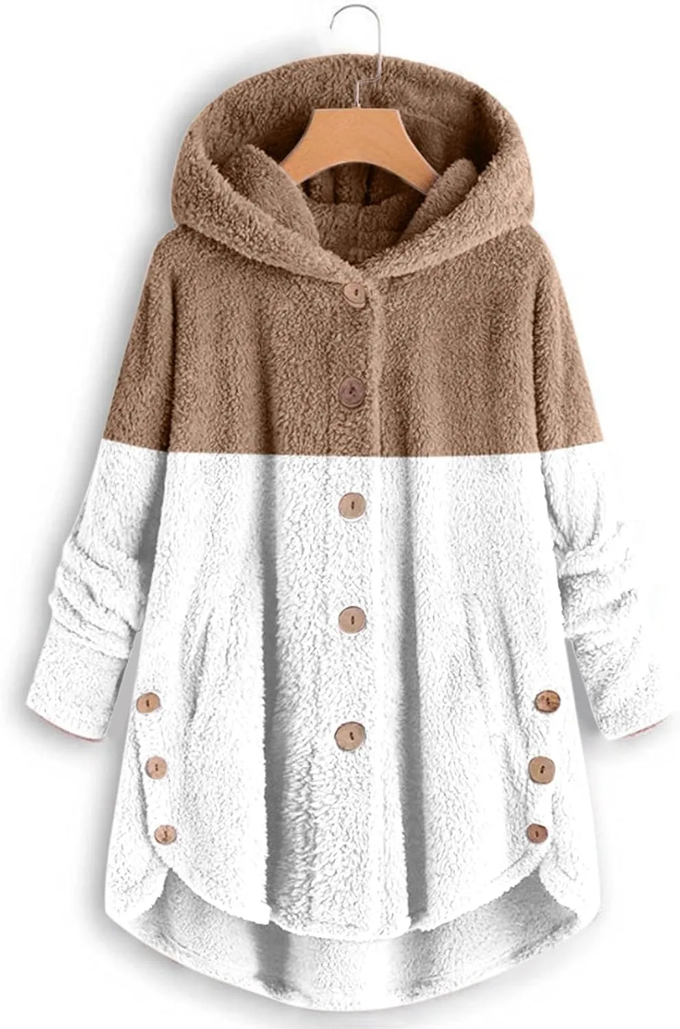 QWENTMTNTY Plus Size Winter Jackets for Women 2023 Office Work Outerwear with Pocket Comfy Plush Winter Sherpa Lined Jacket