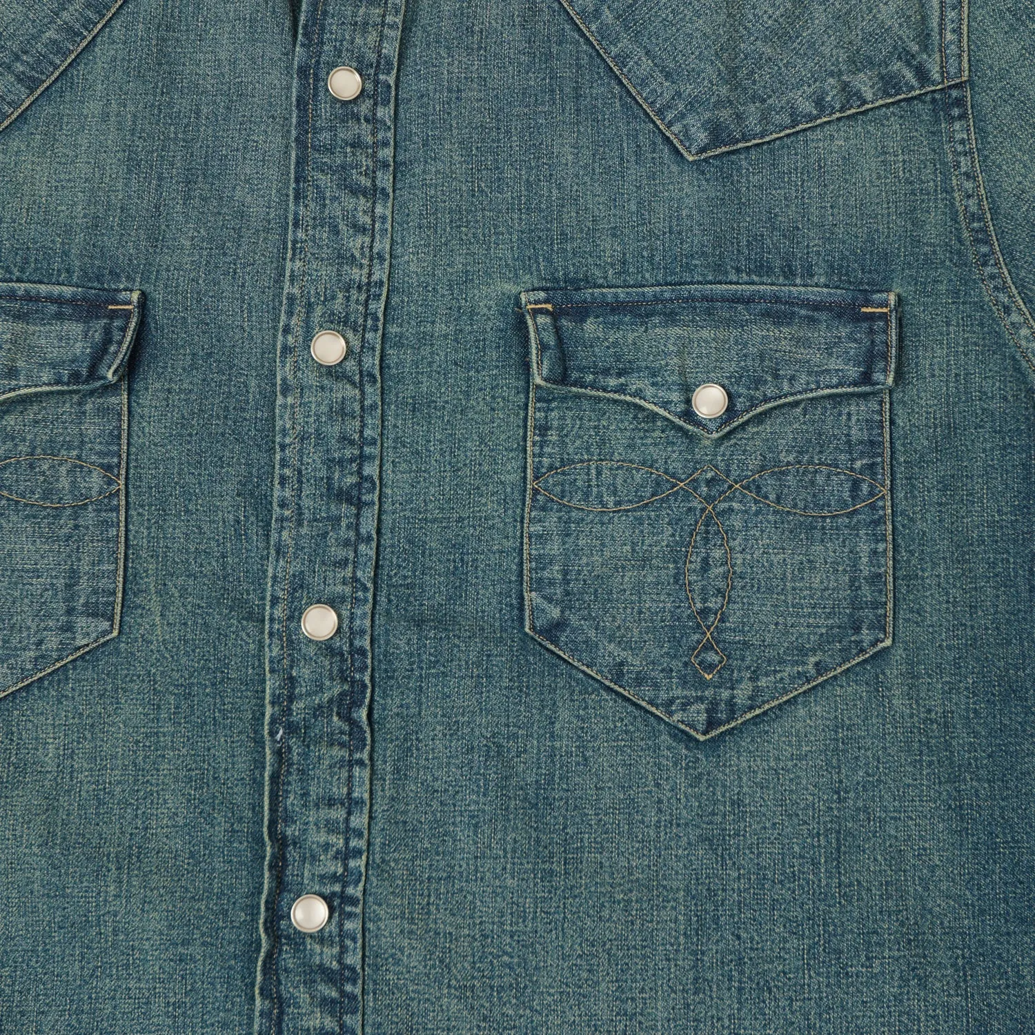 RRL Slim Fit Denim Western Shirt - Dark Wash