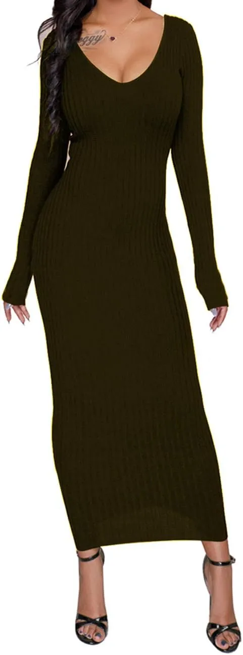 SheKiss Womens Off Shoulder Plus Size Work Business Sweater Dresses Long Sleeves Bodycon Cardigans Outfits
