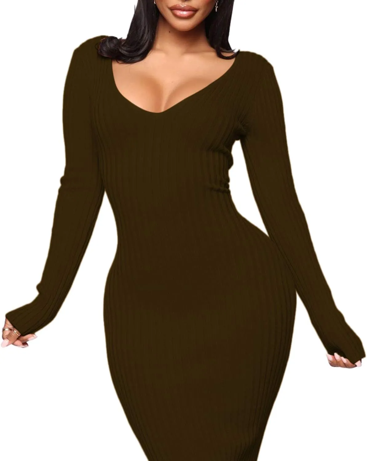 SheKiss Womens Off Shoulder Plus Size Work Business Sweater Dresses Long Sleeves Bodycon Cardigans Outfits