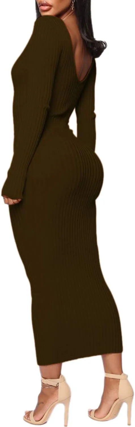 SheKiss Womens Off Shoulder Plus Size Work Business Sweater Dresses Long Sleeves Bodycon Cardigans Outfits
