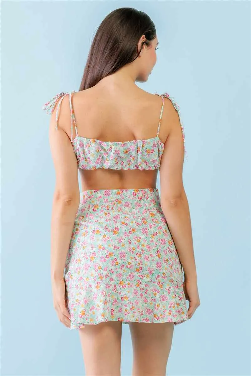 Strappy Crop Top & High Waist Mini Skirt Set