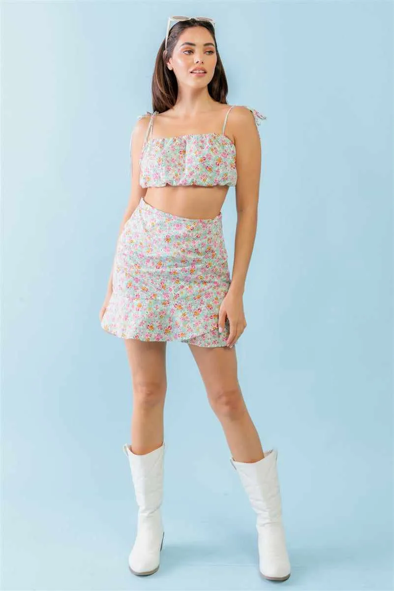Strappy Crop Top & High Waist Mini Skirt Set