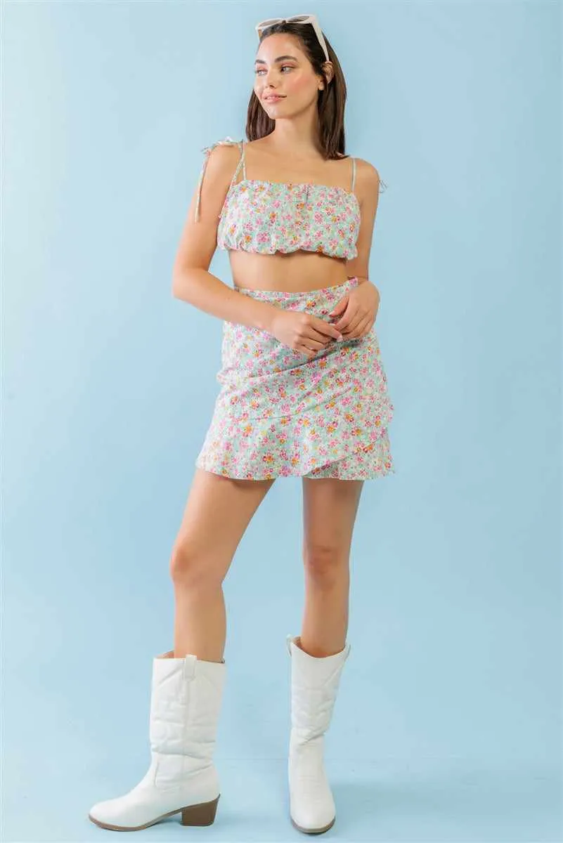 Strappy Crop Top & High Waist Mini Skirt Set