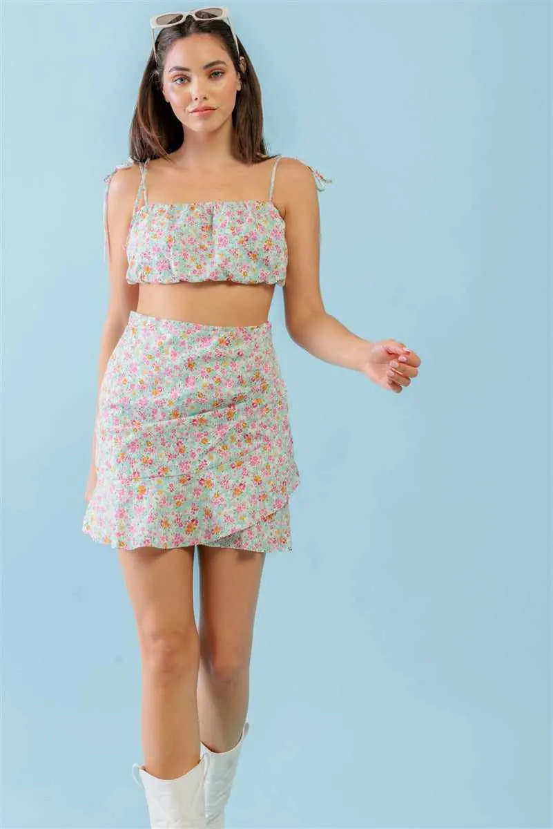 Strappy Crop Top & High Waist Mini Skirt Set