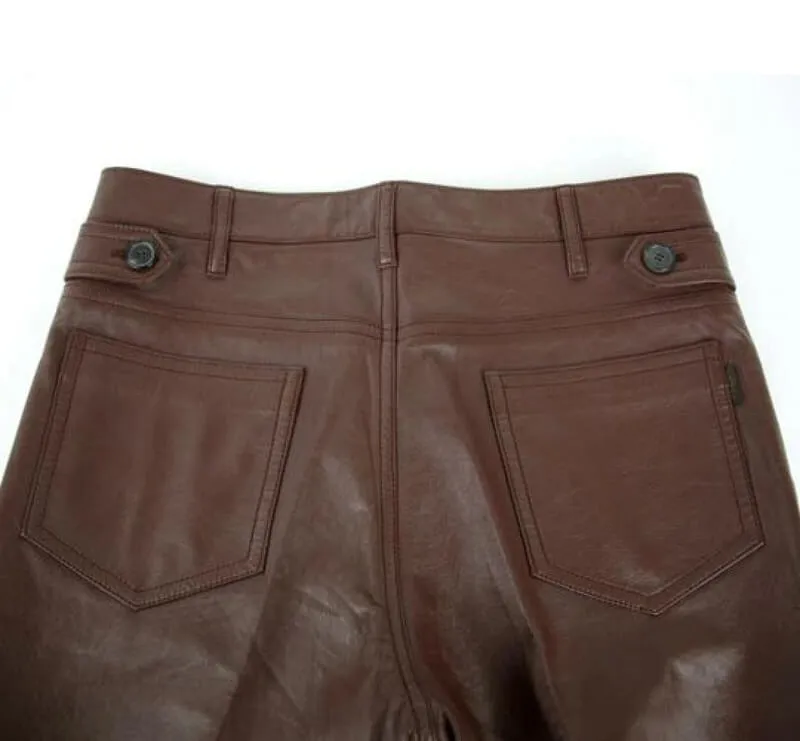 Stylish Men's Pure Brown Leather Pants