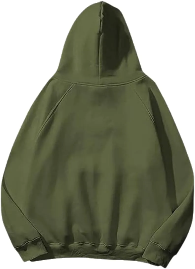 Unisex Basic Loose Hoodie Sweatshirt Long Sleeve Pocket Drop Shoulder Pullovers