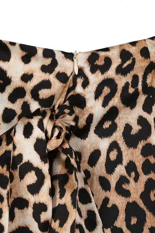 Wild Beauty Satin Leopard Midi Skirt